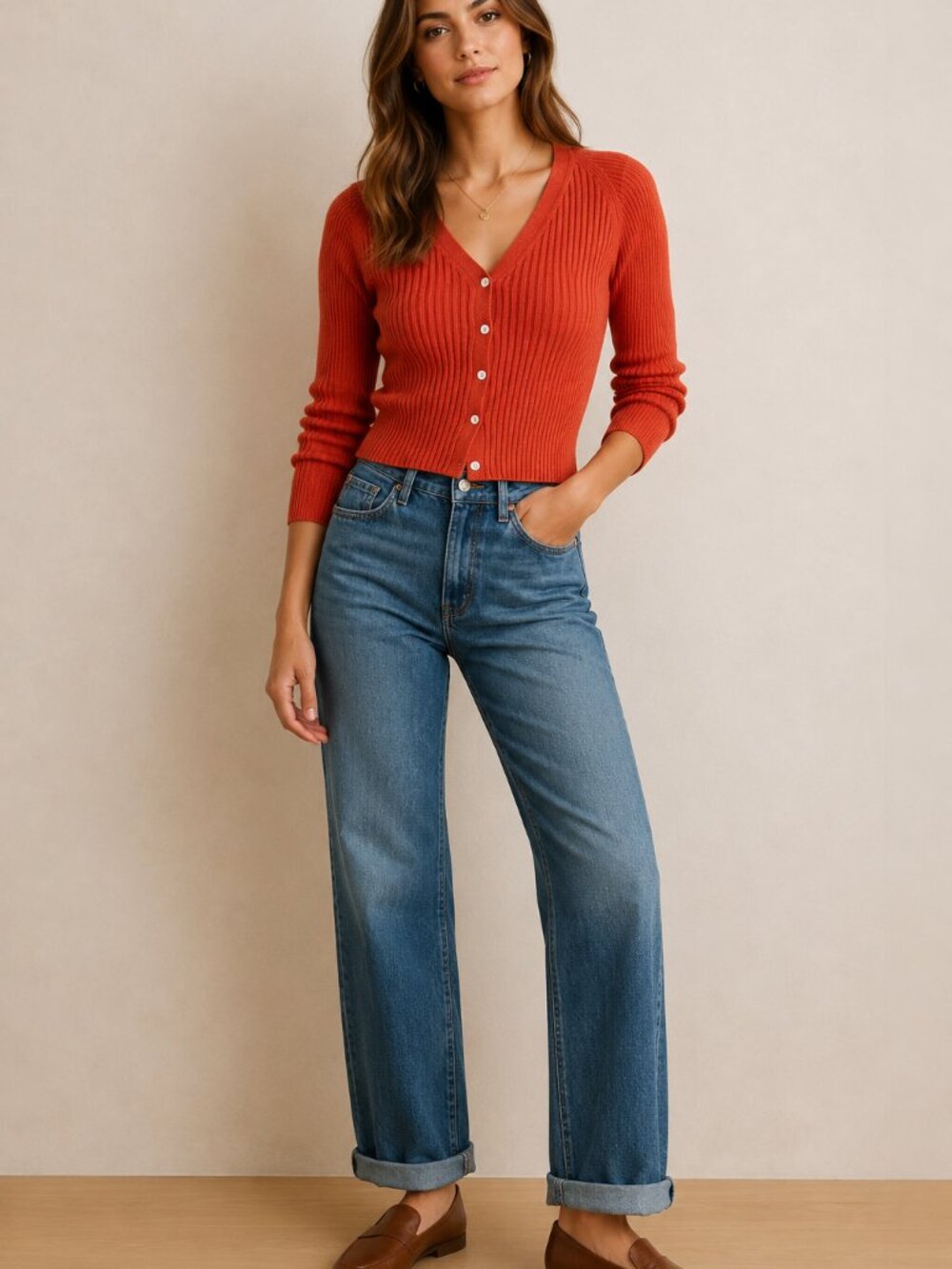 Alex Mill Finney Ribbed Knit Cardigan – Cotton Linen Blend – Size Medium